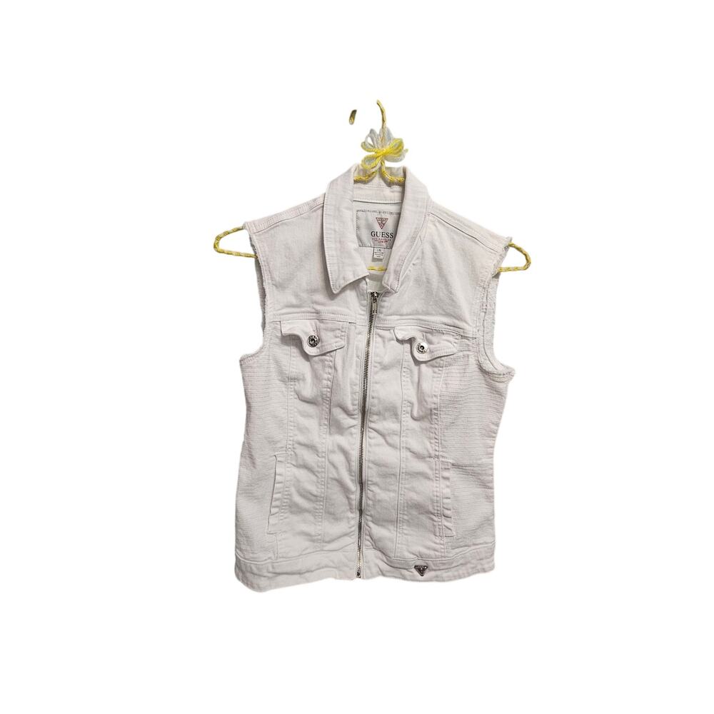 Vintage Guess Jean Vest  Size Large White
